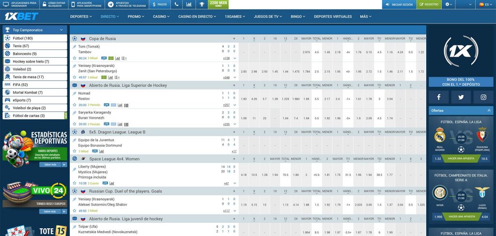 apuestas en vivo con 1xbet