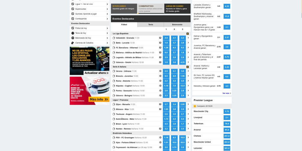 Live betting with betfair