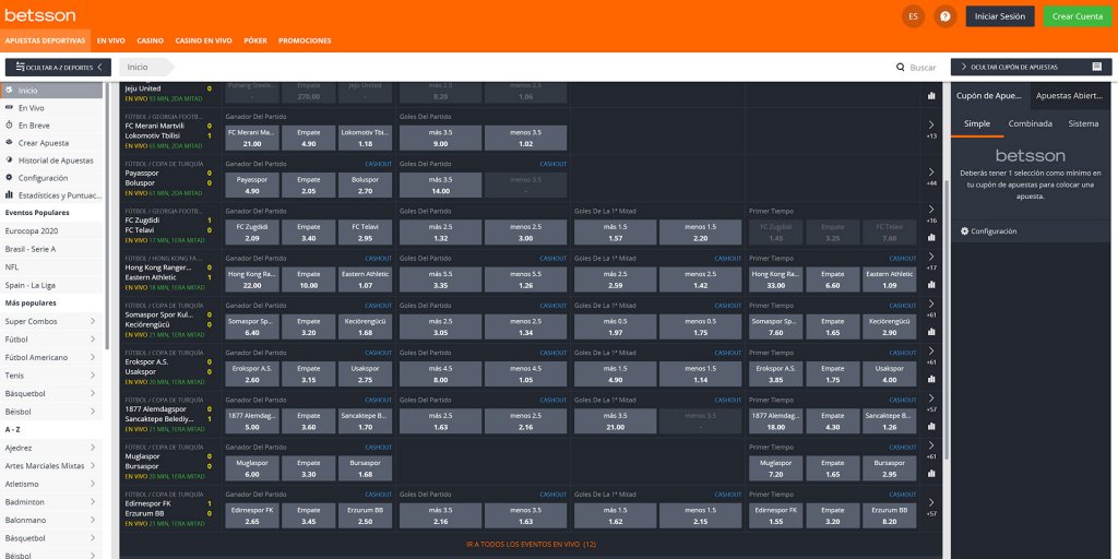 Apuestas en vivo con Betsson