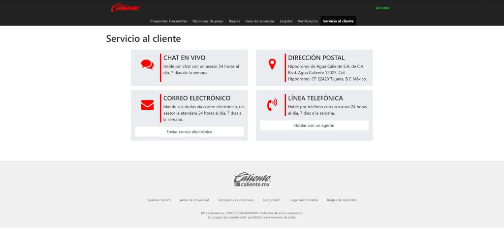 Caliente servicio al cliente