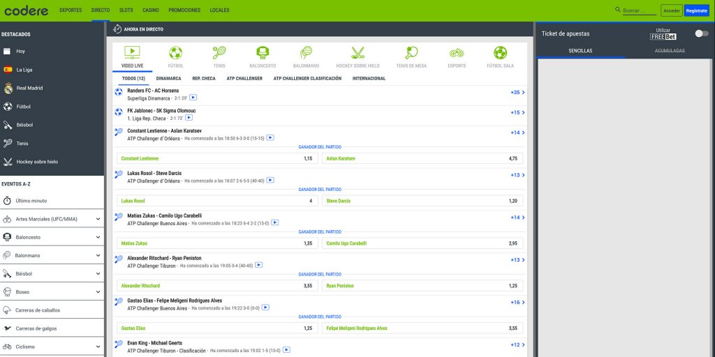 Codere apuestas en directo
