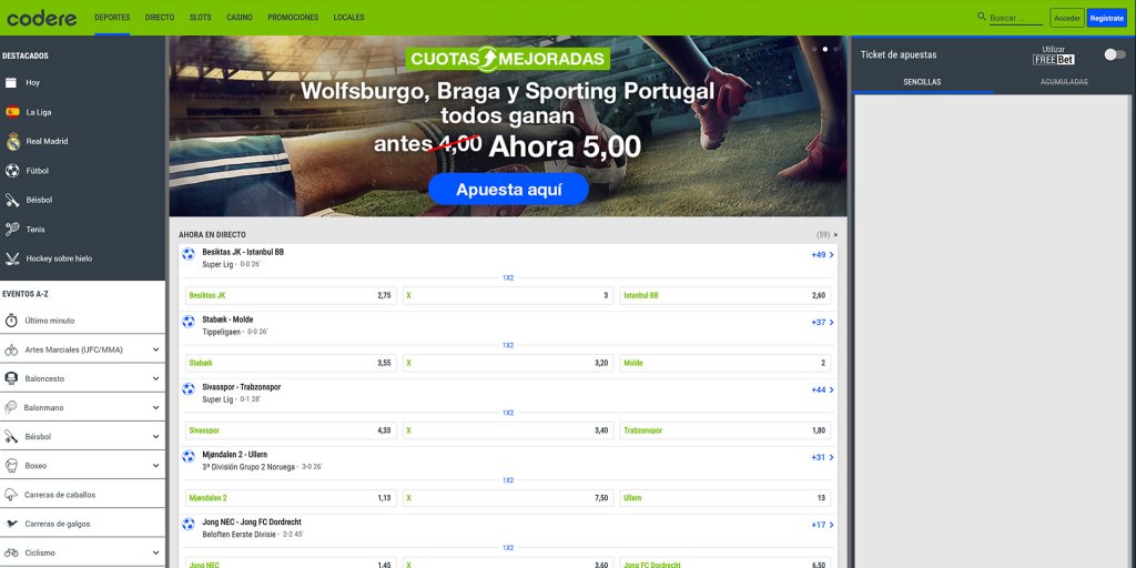 Apuestas deportivas con Codere