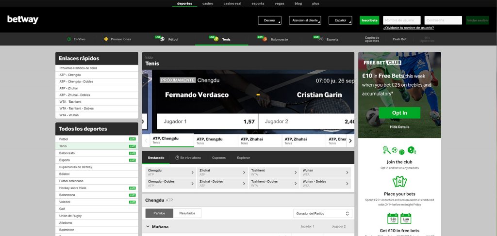 Apuestas tenis Betway