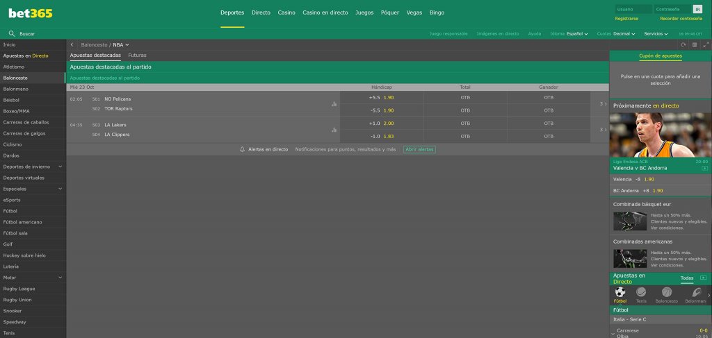 Apuestas NBA Bet365