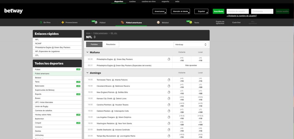 NFL Betway betting