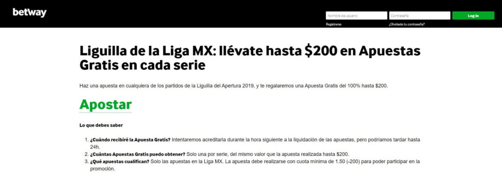 Oferta BETWAY MX Liguilla 200