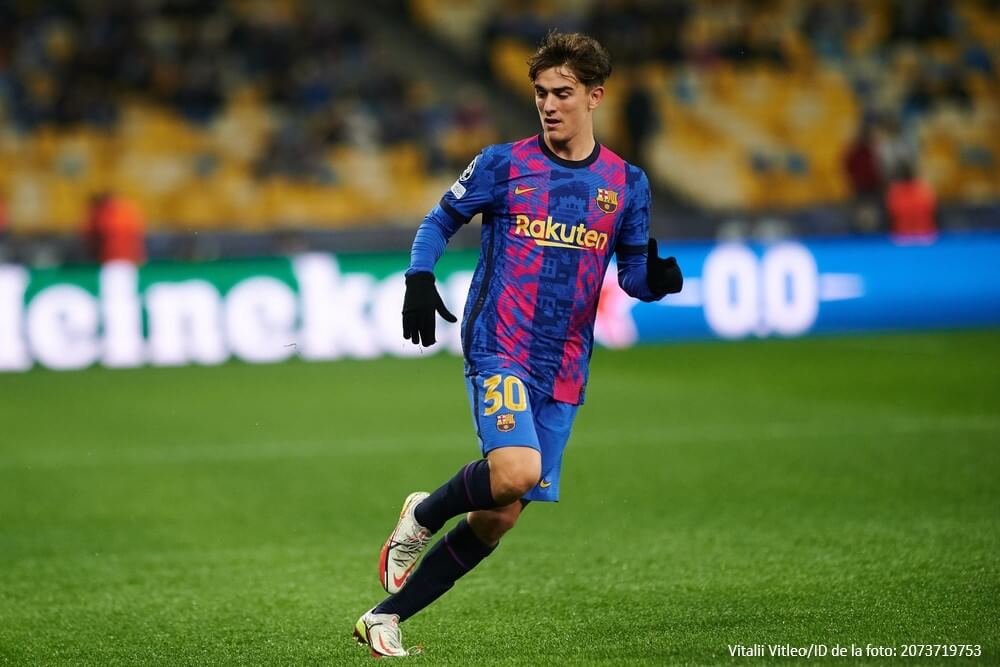 Gavi, con la camiseta del FC Barcelona.