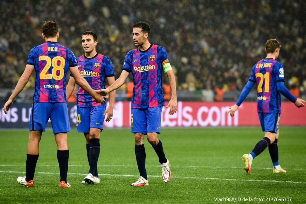 Los jugadores del Barça, en un partido de Champions previo a El Clásico.
