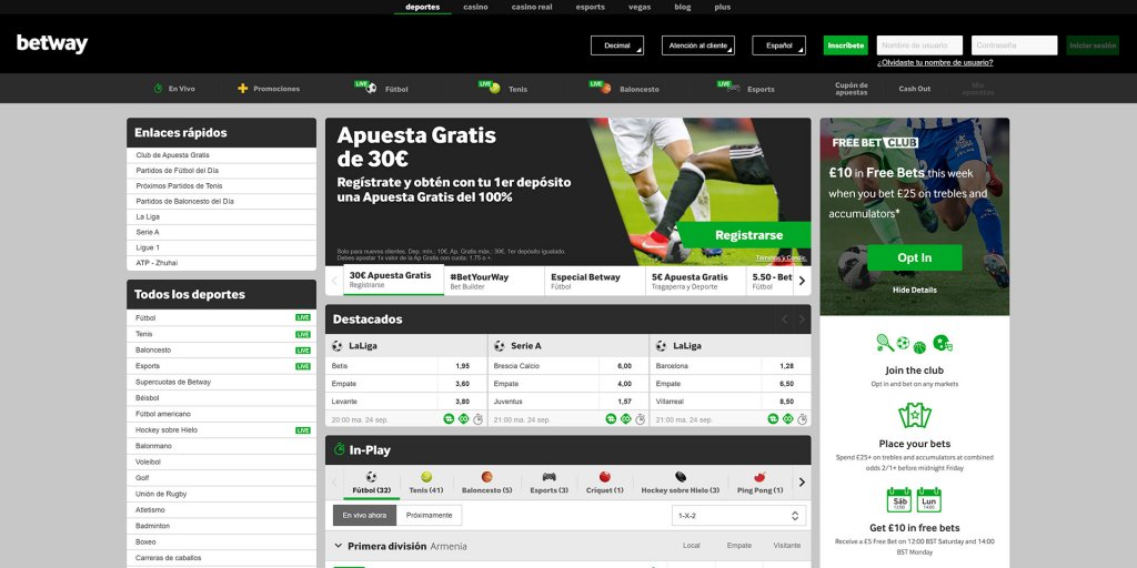 Probabilidades con betway