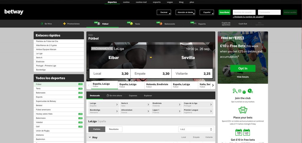 Pronosticos y apuestas Betway